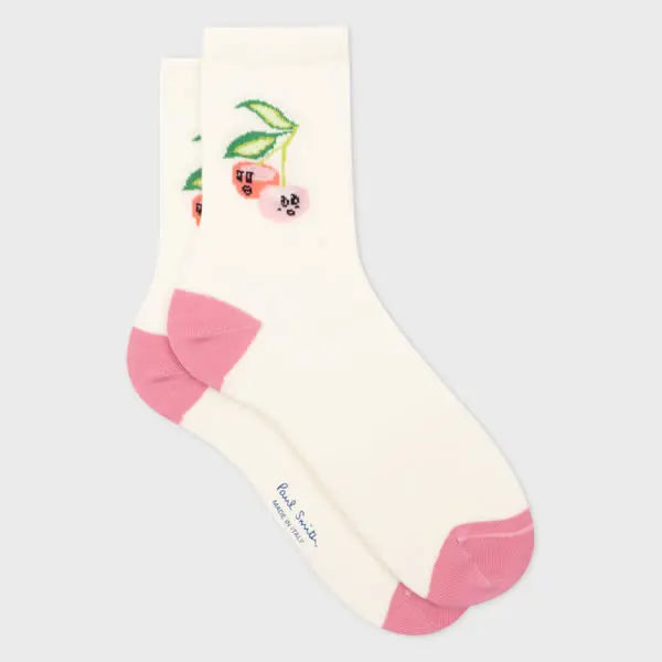 Paul Smith Women's Cream 'Cherry' Socks White | LYBSTORE