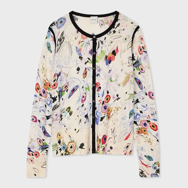 Paul Smith Women's Cream 'Sketchbook Botanical' Knitted Cardigan White | LYBSTORE