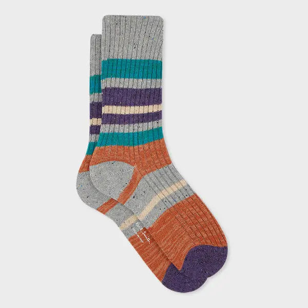 Paul Smith Women's Grey Speckled Stripe Socks