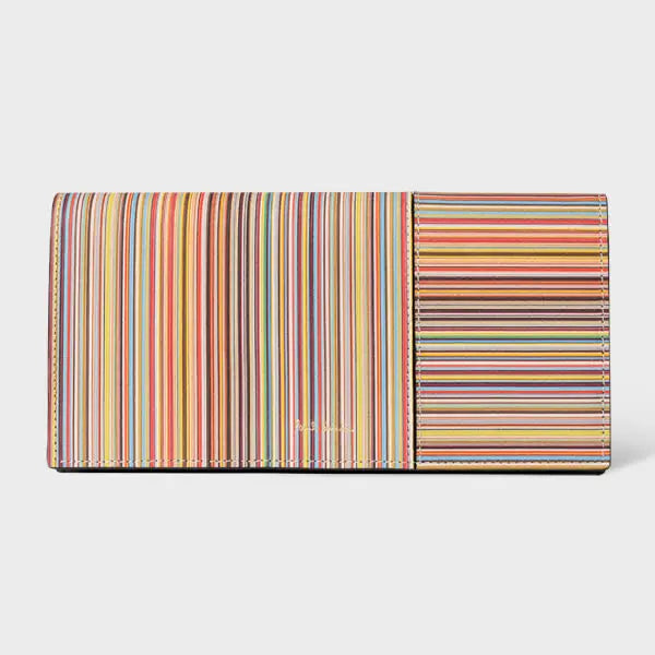 Paul Smith Women's Leather 'Signature Stripe' Tri-Fold Purse Multicolour | LYBSTORE