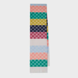 Paul Smith Women's Multicolour Checkerboard 'Swirl' Scarf