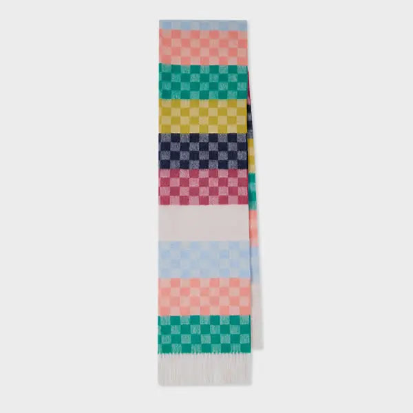 Paul Smith Women's Multicolour Checkerboard 'Swirl' Scarf | LYBSTORE