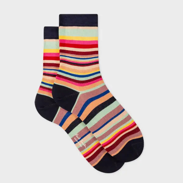 Paul Smith Women's Navy Cotton 'Swirl Stripe' Socks Blue | LYBSTORE