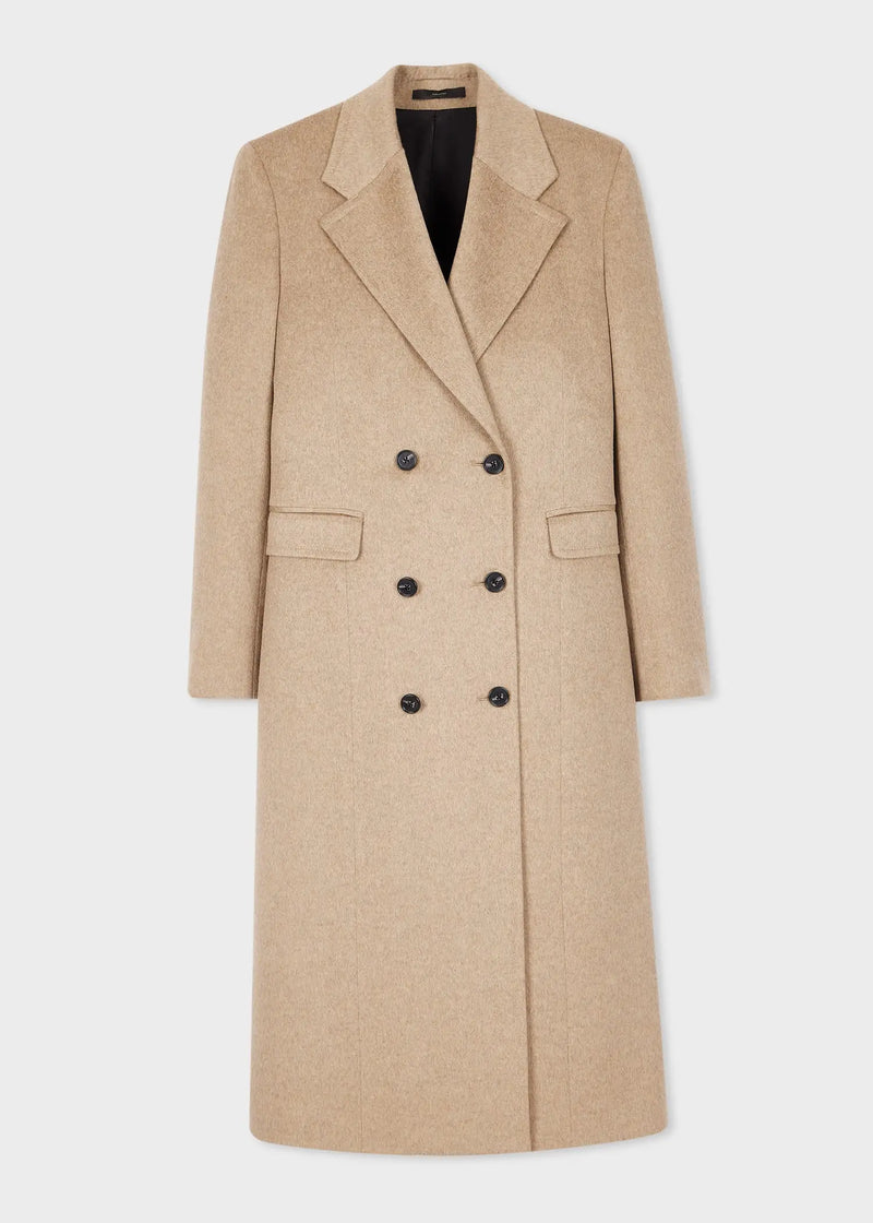 Paul Smith Women's Oatmeal Wool-Cashmere Blend Double-Breasted Coat White