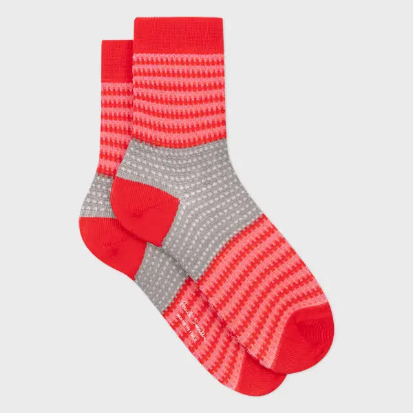 Paul Smith Women's Red Stripe Crochet Socks | LYBSTORE