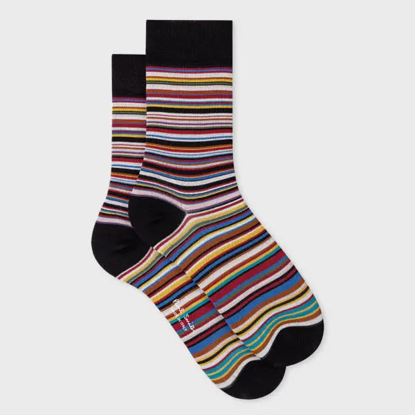 Paul Smith Women's 'Signature Stripe' Silk-Mix Socks Multicolour