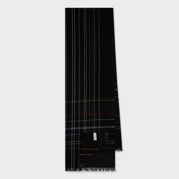 Paul Smith Women's Black Broken 'Signature Stripe' Check Scarf | LYBSTORE