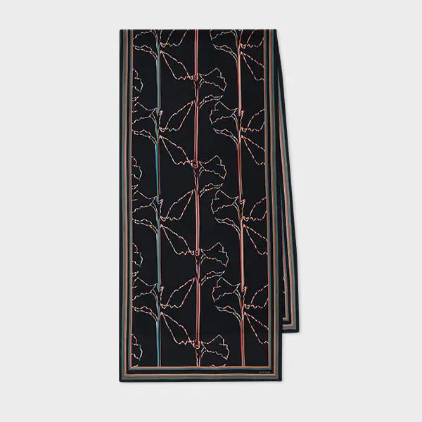 Paul Smith Women's Black Magnolia 'Signature Stripe' Scarf | LYBSTORE