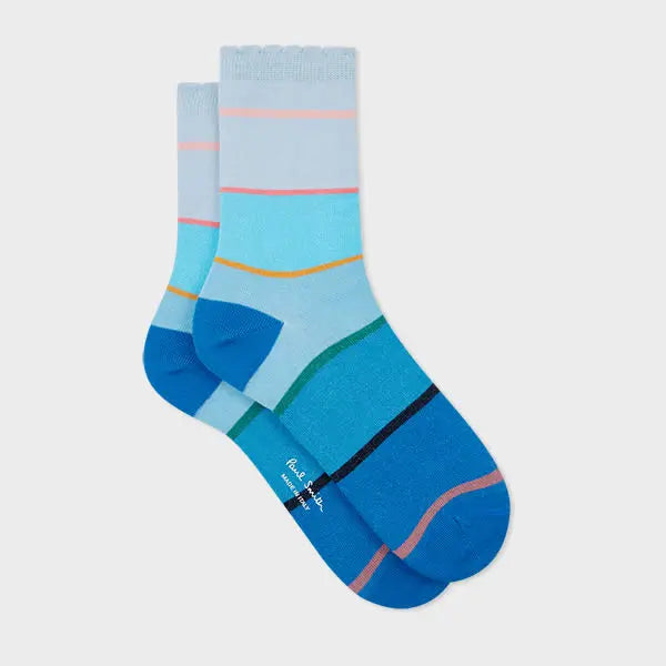 Paul Smith Women's Blue Stripe Frill Socks | LYBSTORE