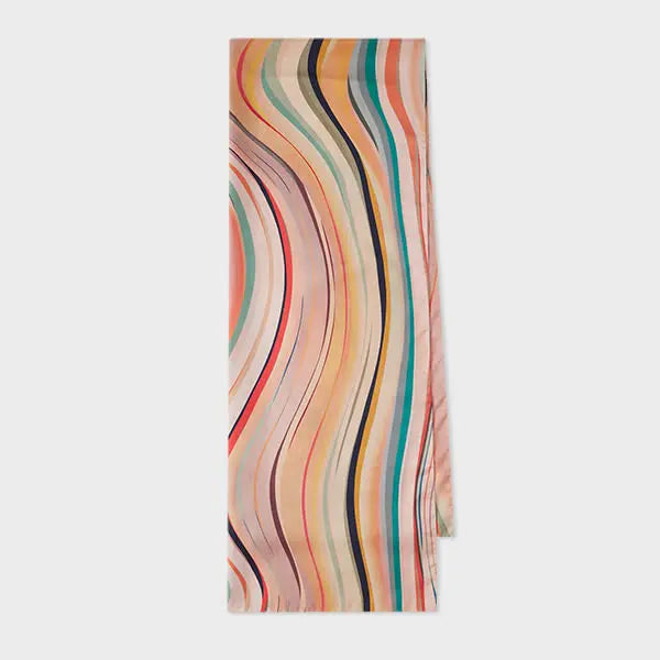 Paul Smith Women's Dusky Pink 'Swirl' Silk Twill Scarf Multicolour | LYBSTORE