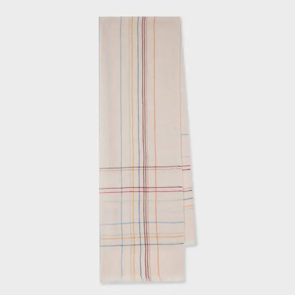 Paul Smith Women's Ecru Broken 'Signature Stripe' Check Scarf White | LYBSTORE