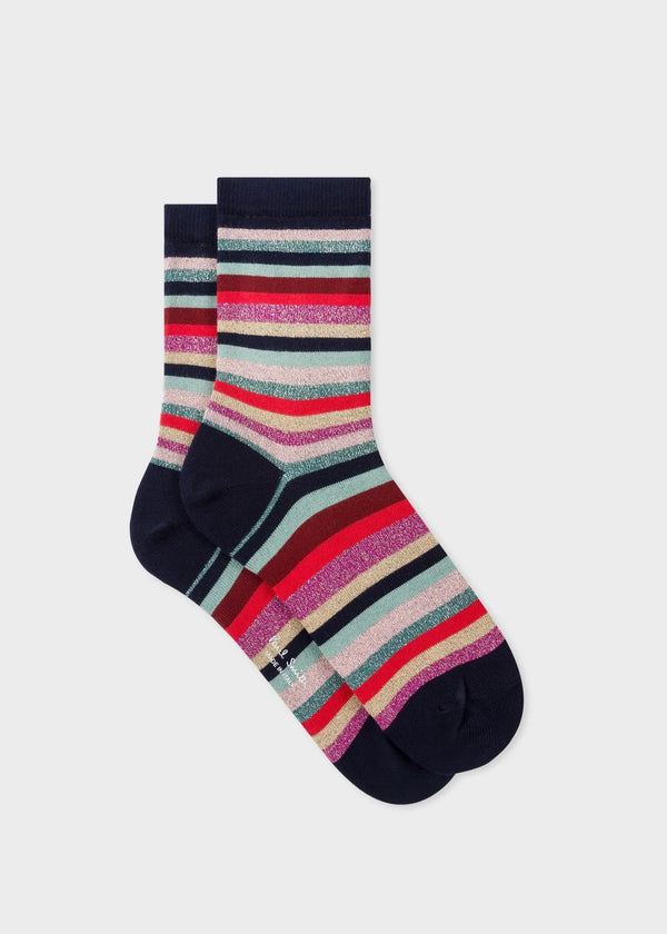 Paul Smith Women's Navy Glitter 'Swirl Stripe' Socks Multicolour | LYBSTORE