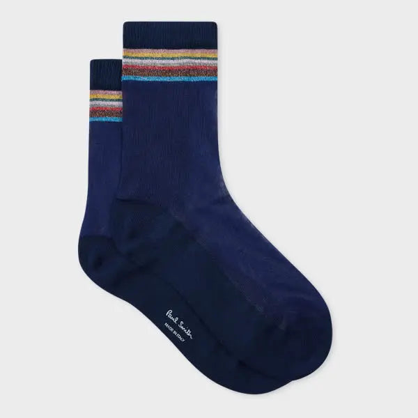 Paul Smith Women's Navy 'Signature Stripe' Socks Blue | LYBSTORE