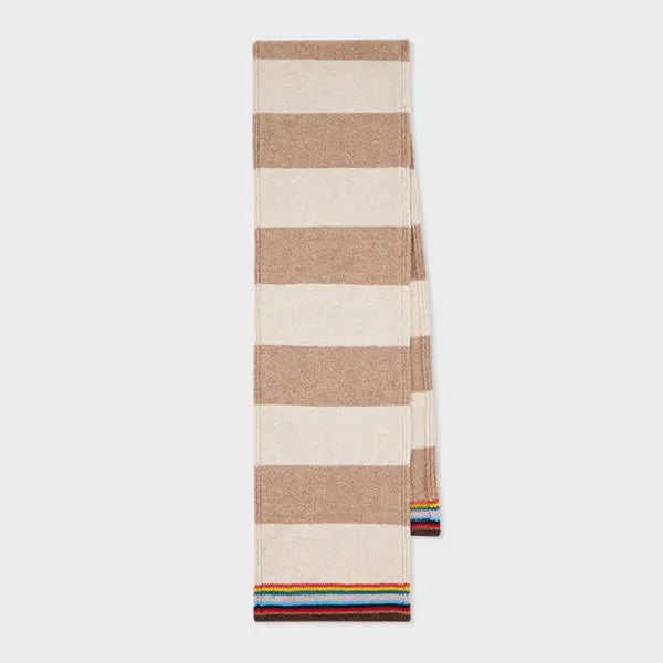 Paul Smith Women's 'Signature Stripe' Wool Scarf White | LYBSTORE