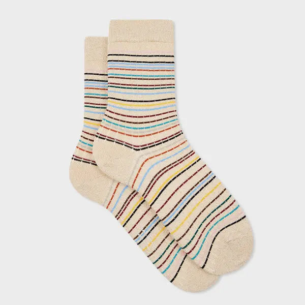 Paul Smith Women's Stitched 'Signature Stripe' Socks White | LYBSTORE