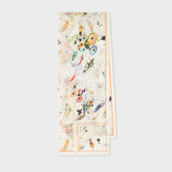 Paul Smith Women's White 'Sketchbook Botanical' Scarf | LYBSTORE