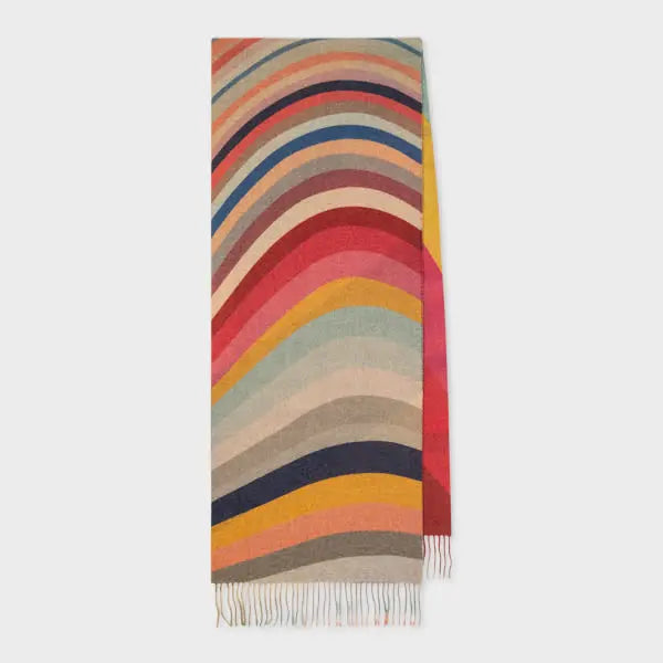 Paul Smith Wool-Cashmere 'Swirl' Stripe Scarf Multicolour | LYBSTORE