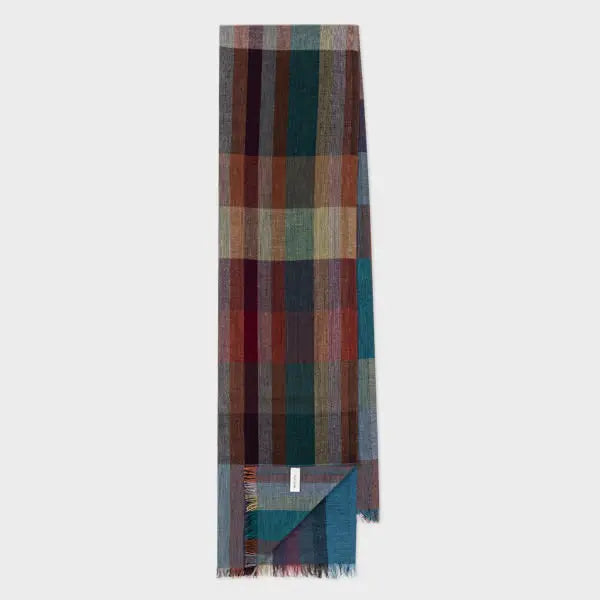 Paul Smith Wool-Silk 'Signature Stripe Check' Scarf Multicolour | LYBSTORE