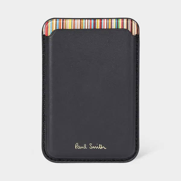 Paul Smith iPhone 15 Pro MagSafe Black Leather Credit Card Case | LYBSTORE