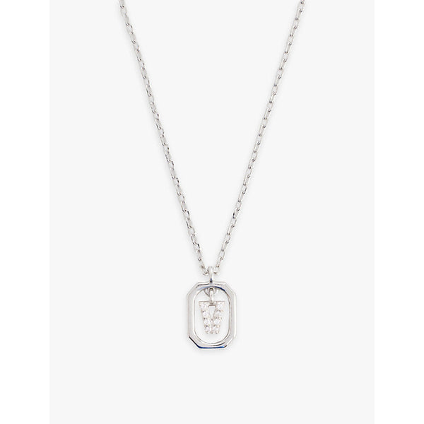 Womens Pdpaola Mini Letter V sterling-silver and cubic zirconia pendant necklace