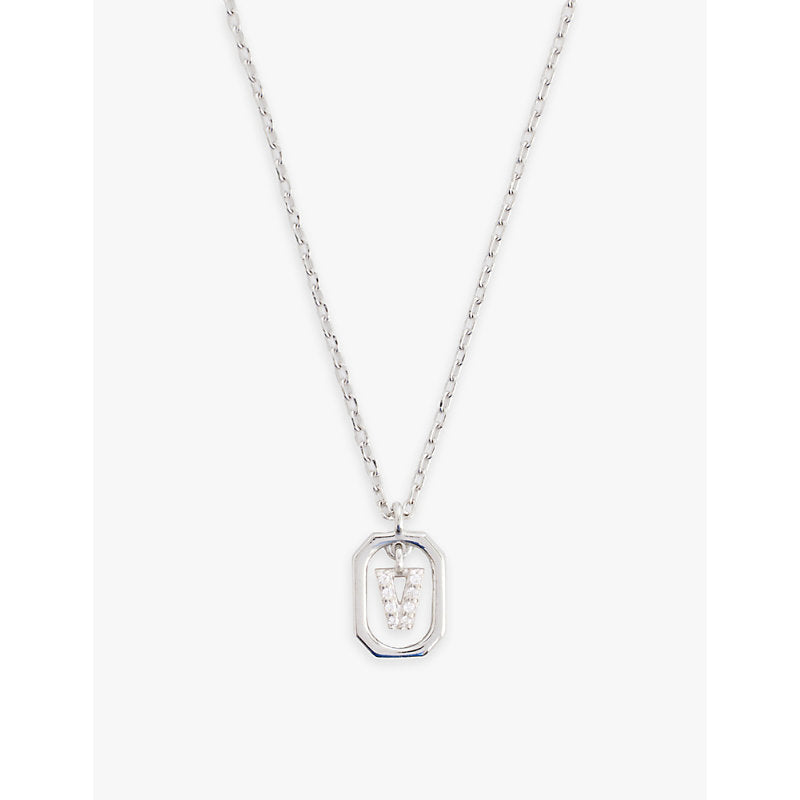 Womens Pdpaola Mini Letter V sterling-silver and cubic zirconia pendant necklace