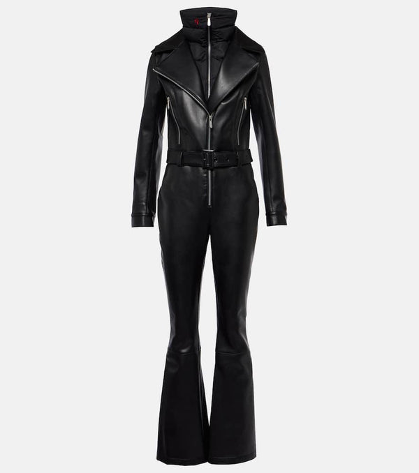 Perfect Moment Belted faux leather ski suit