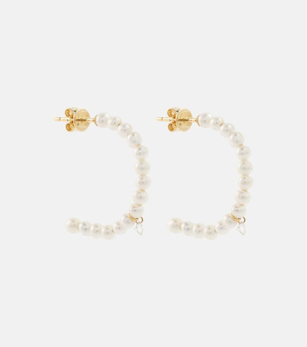 Persée 18kt gold hoop earrings with pearls and diamonds