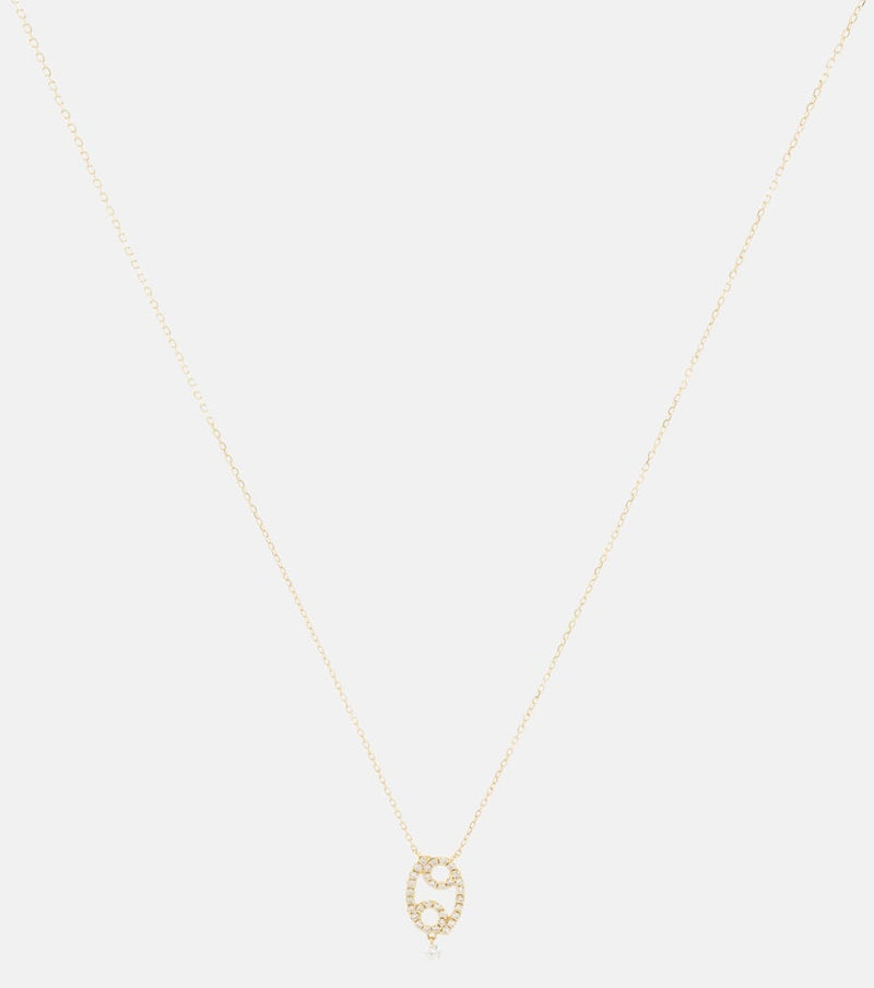 Persée Cancer 18kt gold necklace with diamonds