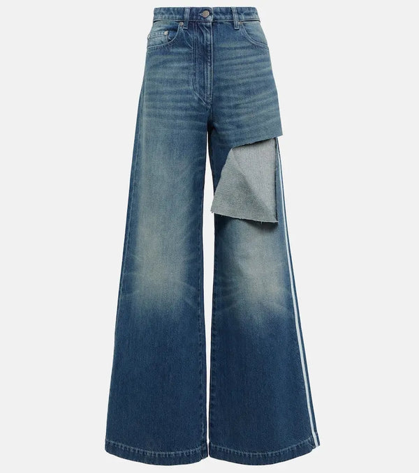 Peter Do Distressed high-rise wide-leg jeans