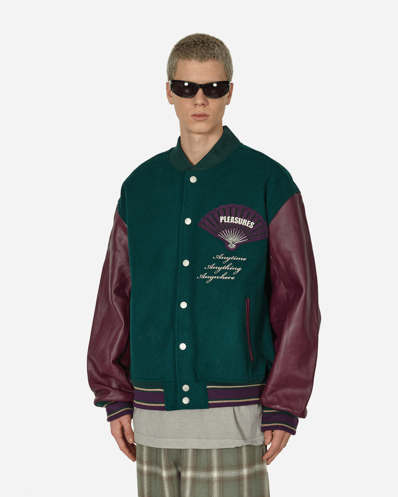 Pleasures Fan Varsity Jacket Green