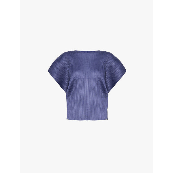 Womens Pleats Please Issey Miyake August cap-sleeves knitted top