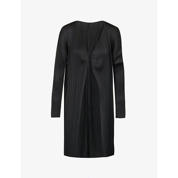 Womens Pleats Please Issey Miyake Basic relaxed-fit pleated knitted jersey coat