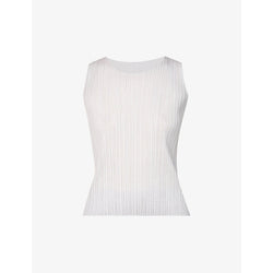 Womens Pleats Please Issey Miyake Basics sleeveless pleats knitted top