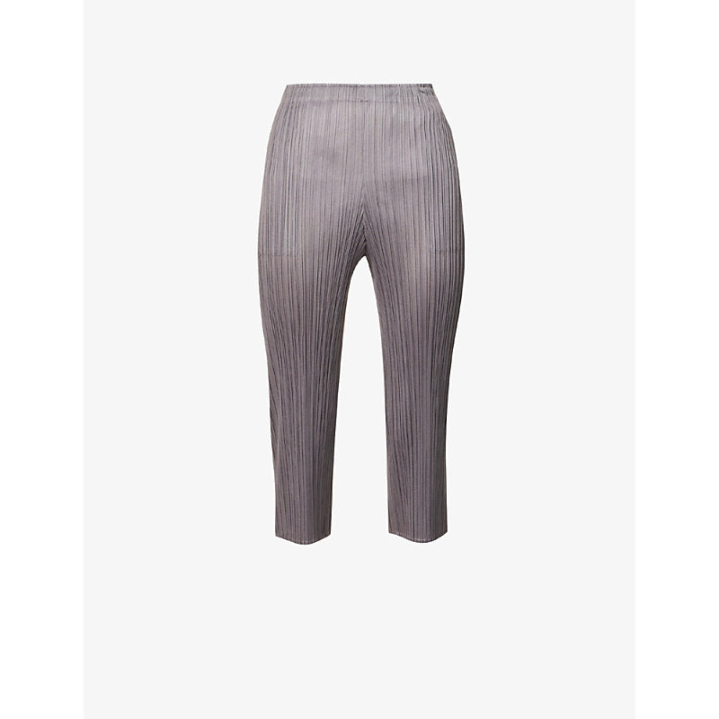 Pleats Please Issey Miyake Pleat cropped straight-leg knitted trousers