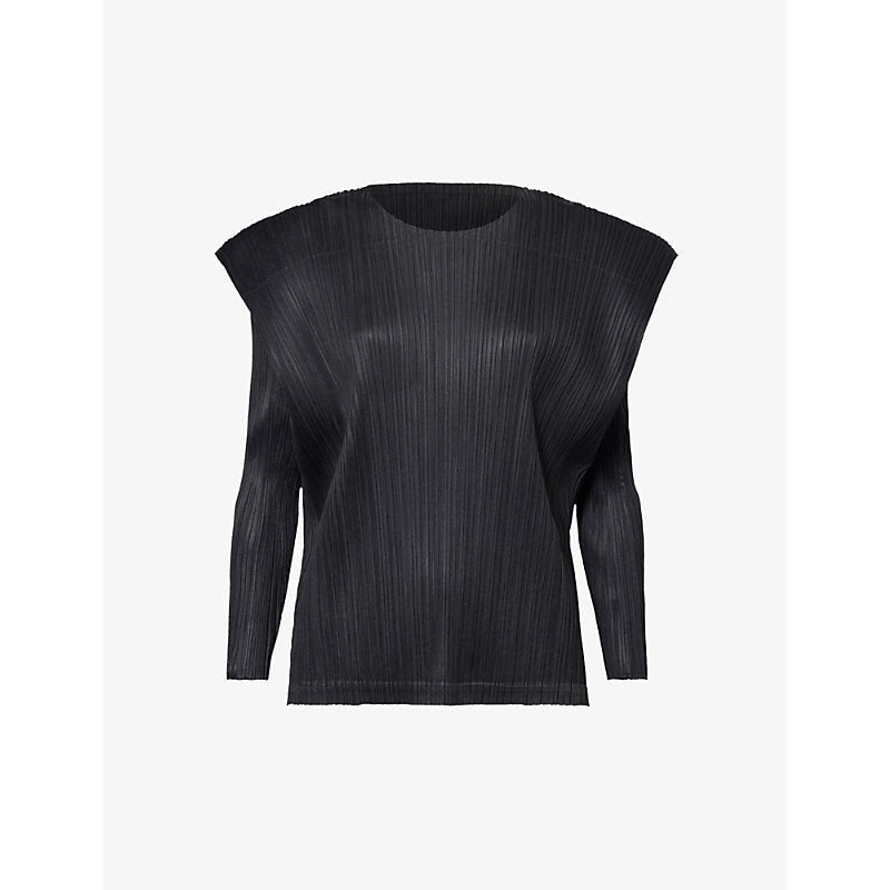 Womens Pleats Please Issey Miyake September long-sleeve knitted top