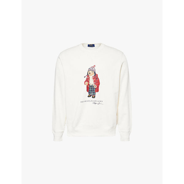  Polo Ralph Lauren Bear-print long-sleeve cotton and recycled polyester blend jersey sweatshirt