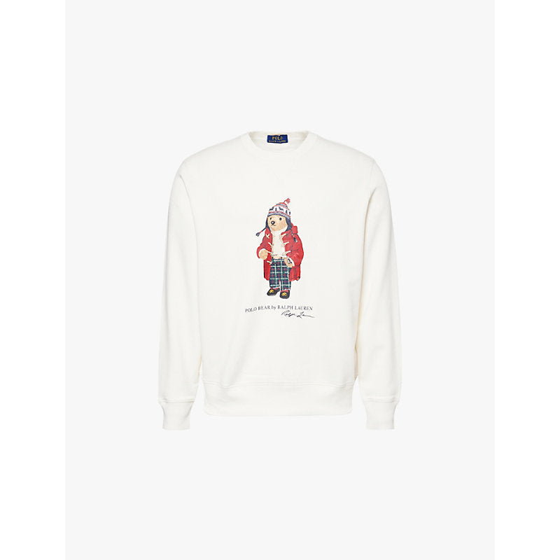  Polo Ralph Lauren Bear-print long-sleeve cotton and recycled polyester blend jersey sweatshirt