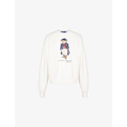 Womens Polo Ralph Lauren Bear-print long-sleeve cotton-blend stretch-jersey sweatshirt