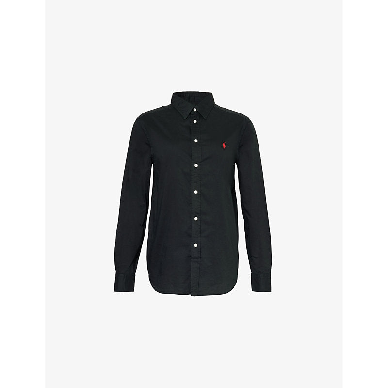  Polo Ralph Lauren Brand-embroidery long-sleeve cotton-poplin shirt