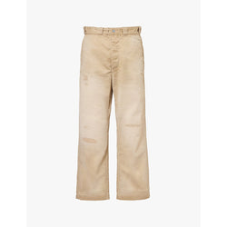 Mens Polo Ralph Lauren Brand-patch distressed wide-leg cotton trousers