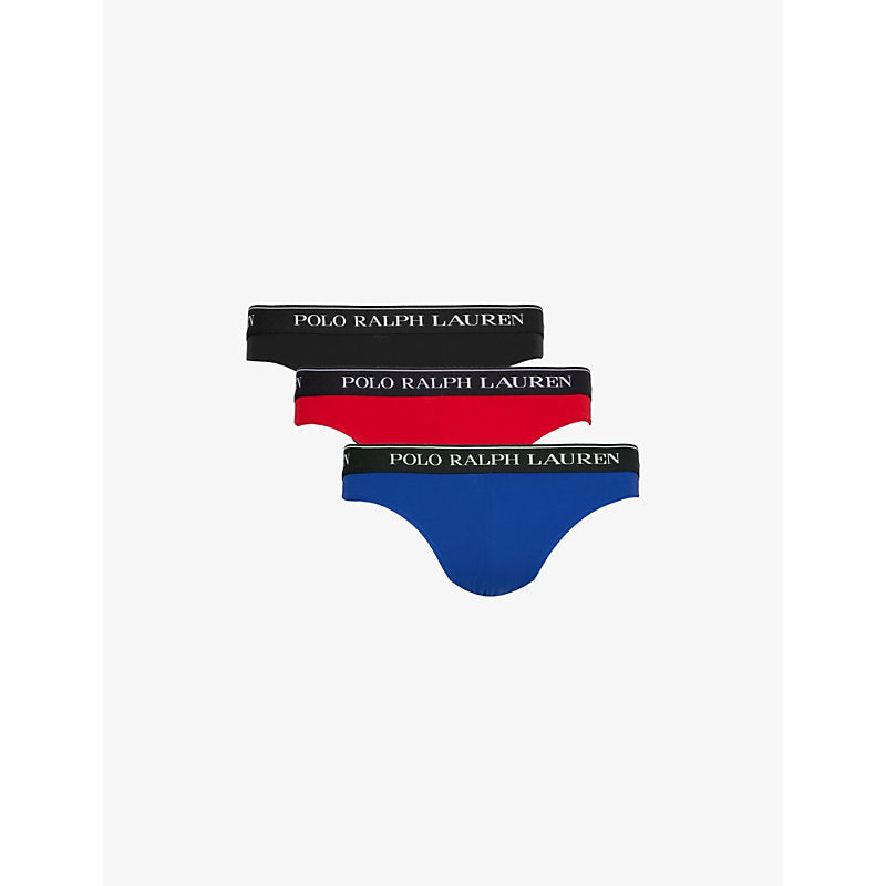 Mens Polo Ralph Lauren Branded-waistband low-rise pack of three stretch-cotton briefs