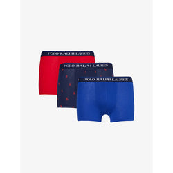 Polo Ralph Lauren Branded-waistband mid-rise pack of three stretch-cotton trunks