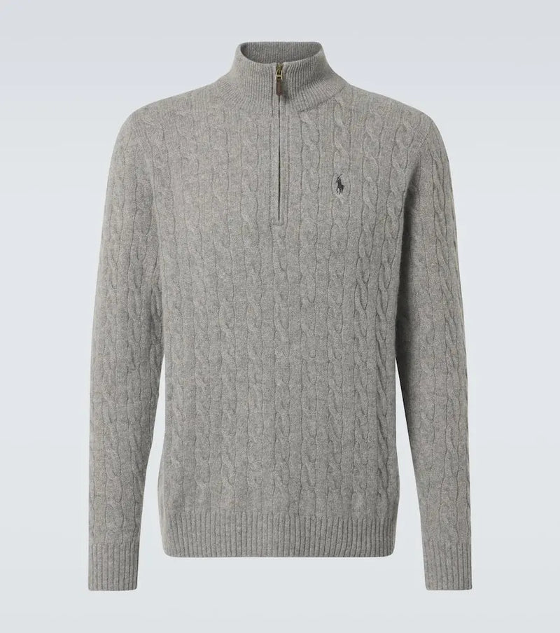 Polo Ralph Lauren Cable-knit wool and cashmere half-zip sweater