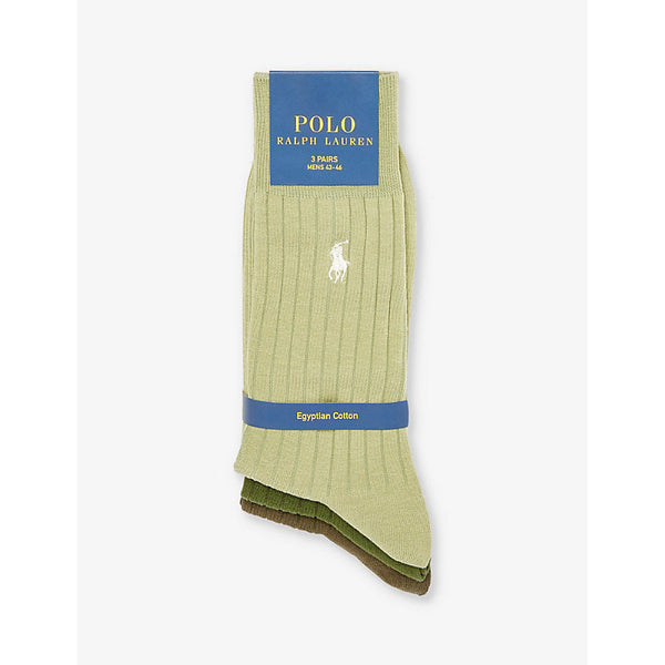 Polo Ralph Lauren Log-embroidered pack of three cotton-blend socks