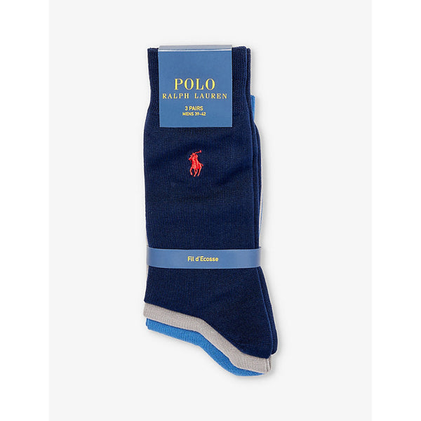 Polo Ralph Lauren Logo-embroidered pack of three cotton-blend knitted socks