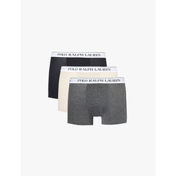 Polo Ralph Lauren Logo waistband classic-fit stretch-cotton trunks pack of three