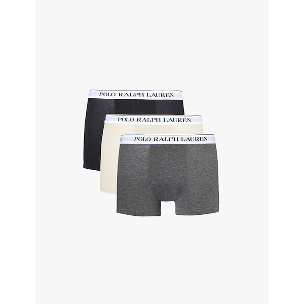 Mens Polo Ralph Lauren Logo waistband classic-fit stretch-cotton trunks pack of three