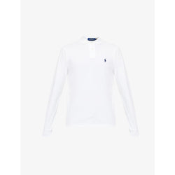 Polo Ralph Lauren Long-sleeved logo-embroidered custom slim-fit cotton-piqué polo shirt