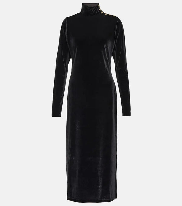 Polo Ralph Lauren Mockneck velvet midi dress | LYBSTORE