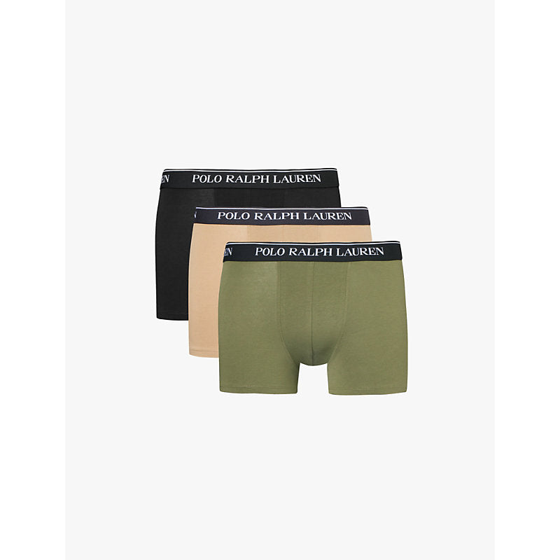 Polo Ralph Lauren Pack of three logo waistband classic-fit stretch-cotton trunks